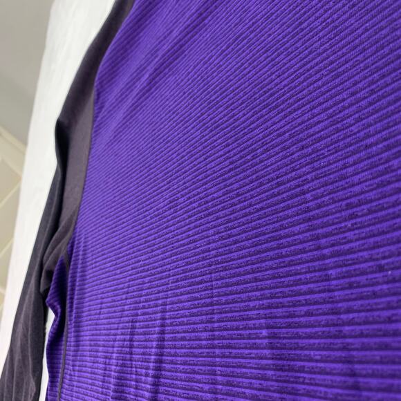 Nike Men Medium Dri-Fit  Purple Black Ribbed long Sleeve Performance Tee Shirt - Picture 2 of 8